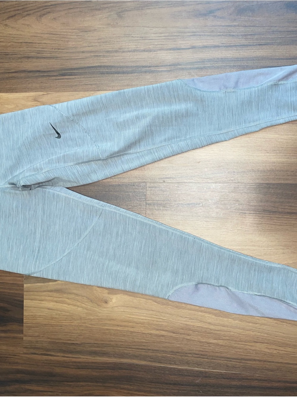 Nike Light Gray Women's Athletic Leggings with Black Swoosh